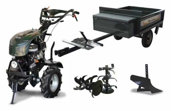 Kaan 26 S Delux 7 HP Benzinli Çapa Makinası + Demiray Makassız Römork