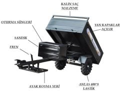 Demiray Manuel Damperli Çapa Makinası Römorku - Benzinli Modellerle Uyumlu (Koyu Yeşil)