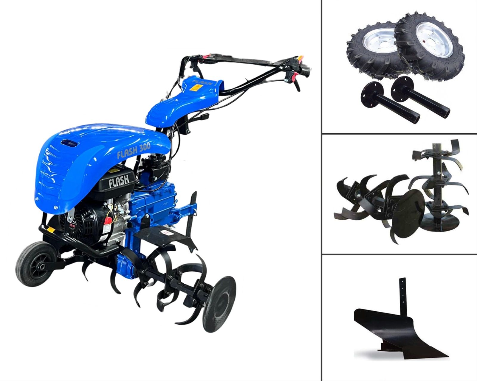 Flash 250  7Hp Benzinli  2+1 Şanzımanlı Çapa Makinası - Teker Takımı - Pulluk