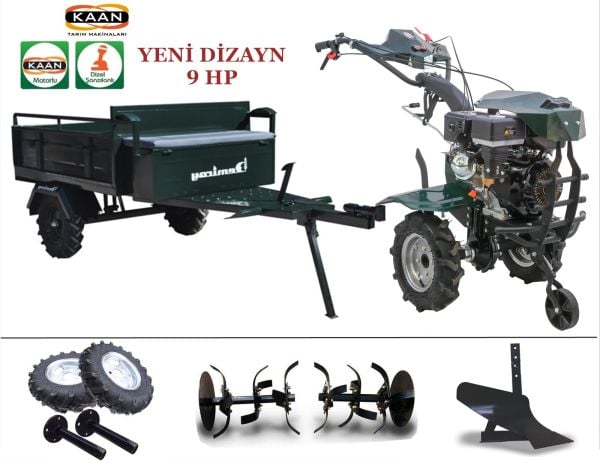 Kaan 36S Benzinli 9 HP Çapa Makinası - Demiray Makaslı Römork- 2025 Yeni Dizayn