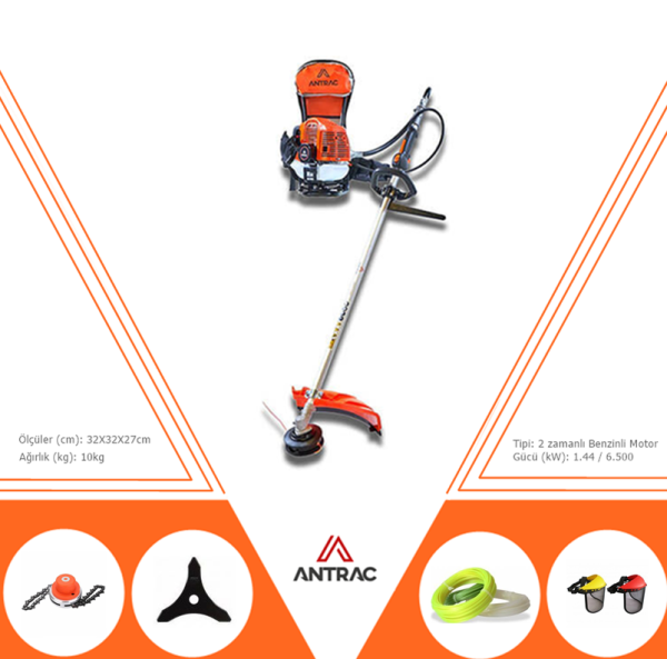 Antrac Ant 520 R Sırt Tipi Motorlu Tırpan Canavar Başlık Maske Hediyeli