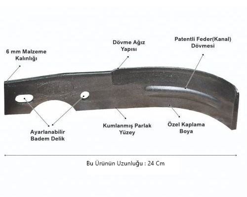 Demiray Federli Antrac Benzinli Çapa Makinası Çapa Bıçağı Takımı (24 CM - 24 ADET)