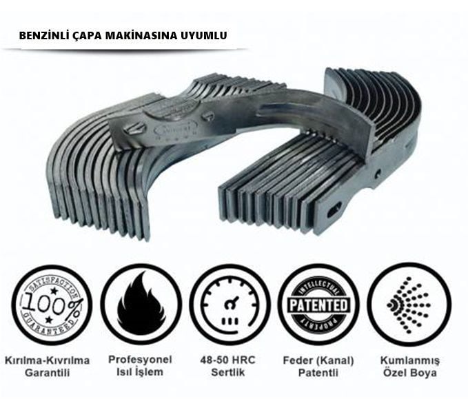 Demiray Federli Kaan Benzinli Çapa Makinası Çapa Bıçağı Takımı (26 CM - 24 ADET)