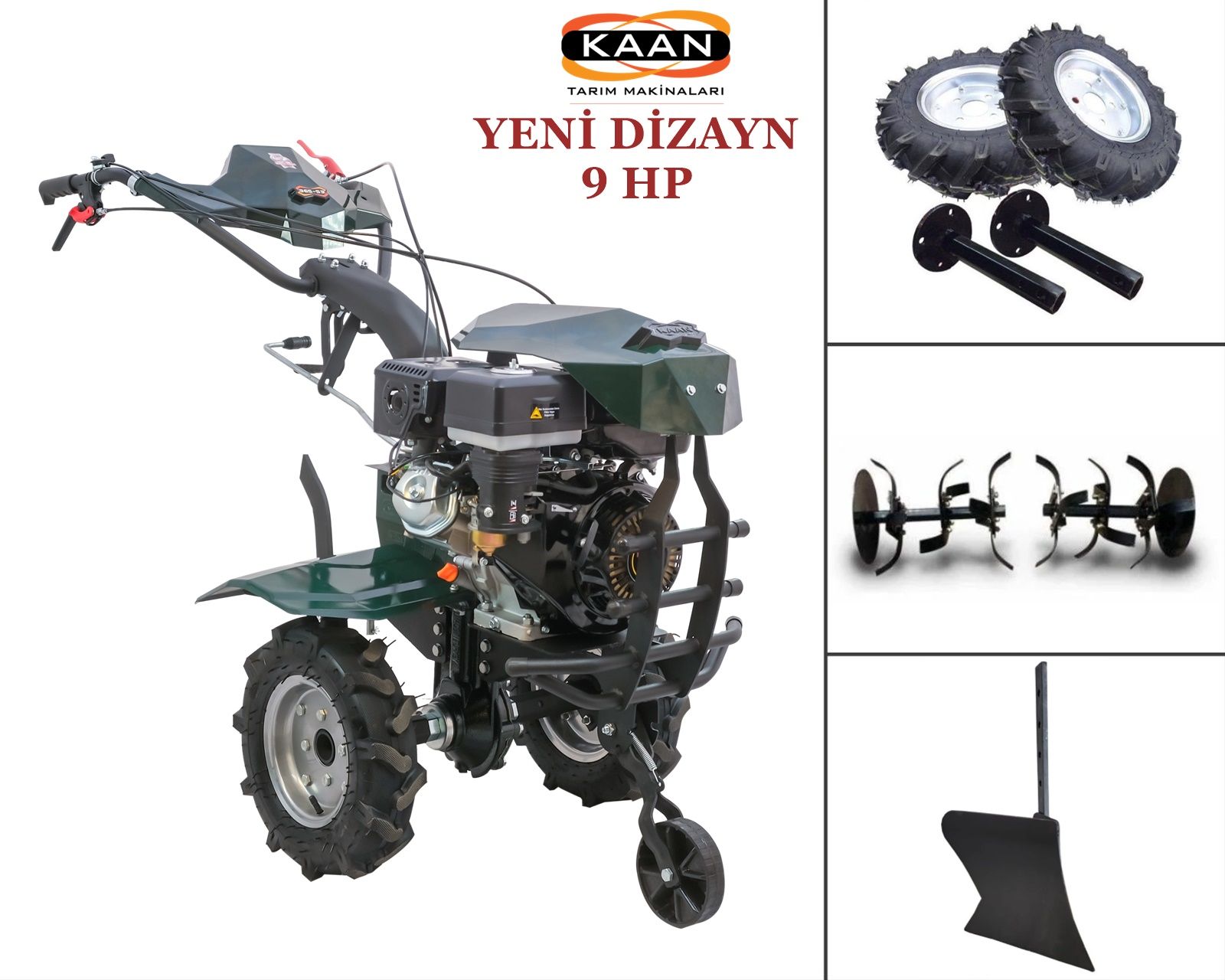 Kaan 36S Benzinli 9 HP Çapa Makinası ve Seti (2+1) - Yeni Dizayn