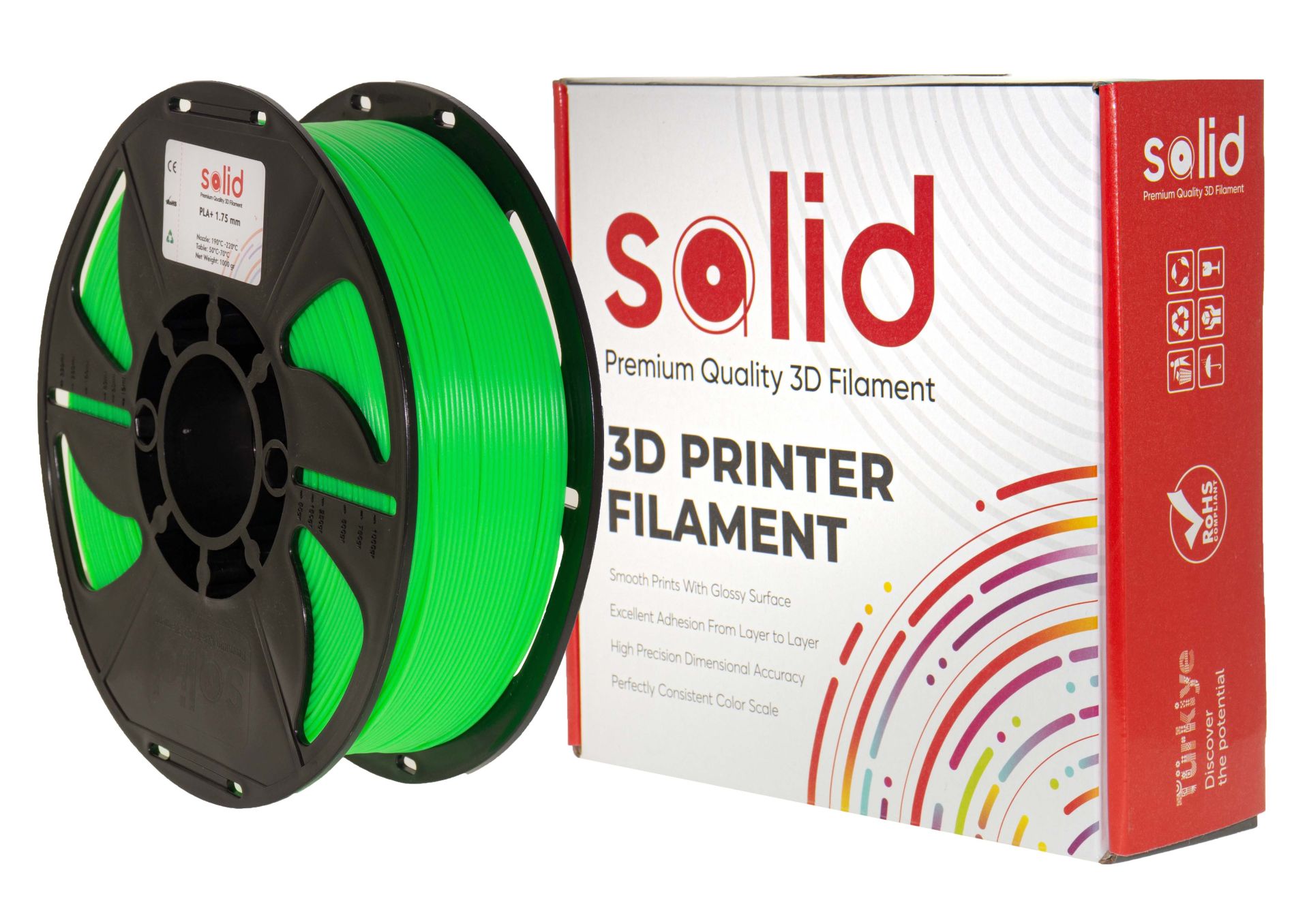 Solid Filament PLA Plus 1.75mm Fıstık Yeşili Rengi 1Kg