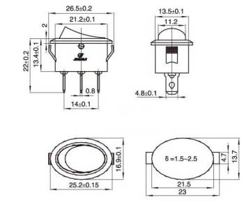 25mm Işıklı Oval ON-OFF Anahtar Switch