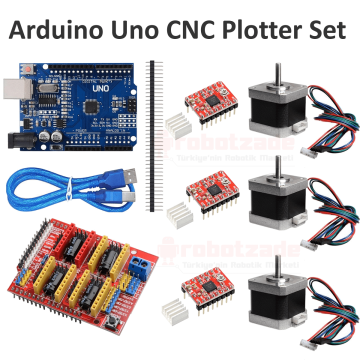 Arduino Uno CNC Plotter Gelişmiş Set A4988+Cnc Shield+Step Motor