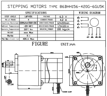 Redüktörlü Step Motor 86BHH156 | 4.2A 12Nm 1:5