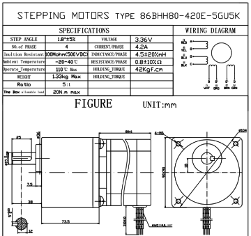 Redüktörlü Step Motor 86BHH80 | 4.2A 4.5Nm 1:5