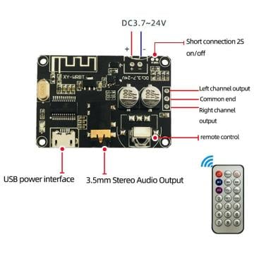 Kumandalı Bluetooth Ses Alıcı Modülü DC 3.7-24V XY-WRBT