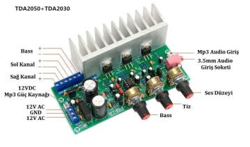TDA2050 + TDA2030 18W + 18W / 32W 2.1-Kanallı Subwoofer Ses Güç Amplifikatör Kartı