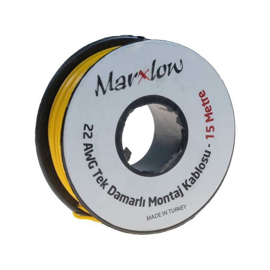 Montaj Kablosu Rulosu - 22AWG 15 Metre Tek Damar Sarı