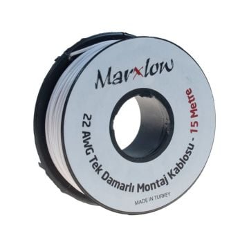 Montaj Kablosu Rulosu - 22AWG 15 Metre Tek Damar Beyaz