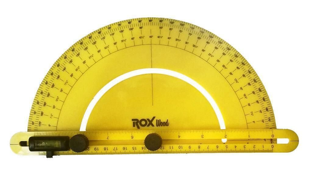Rox Wood Çok Fonksiyonlu Dereceli Plastik Açı Bulucu Gönye 0-180 Derece