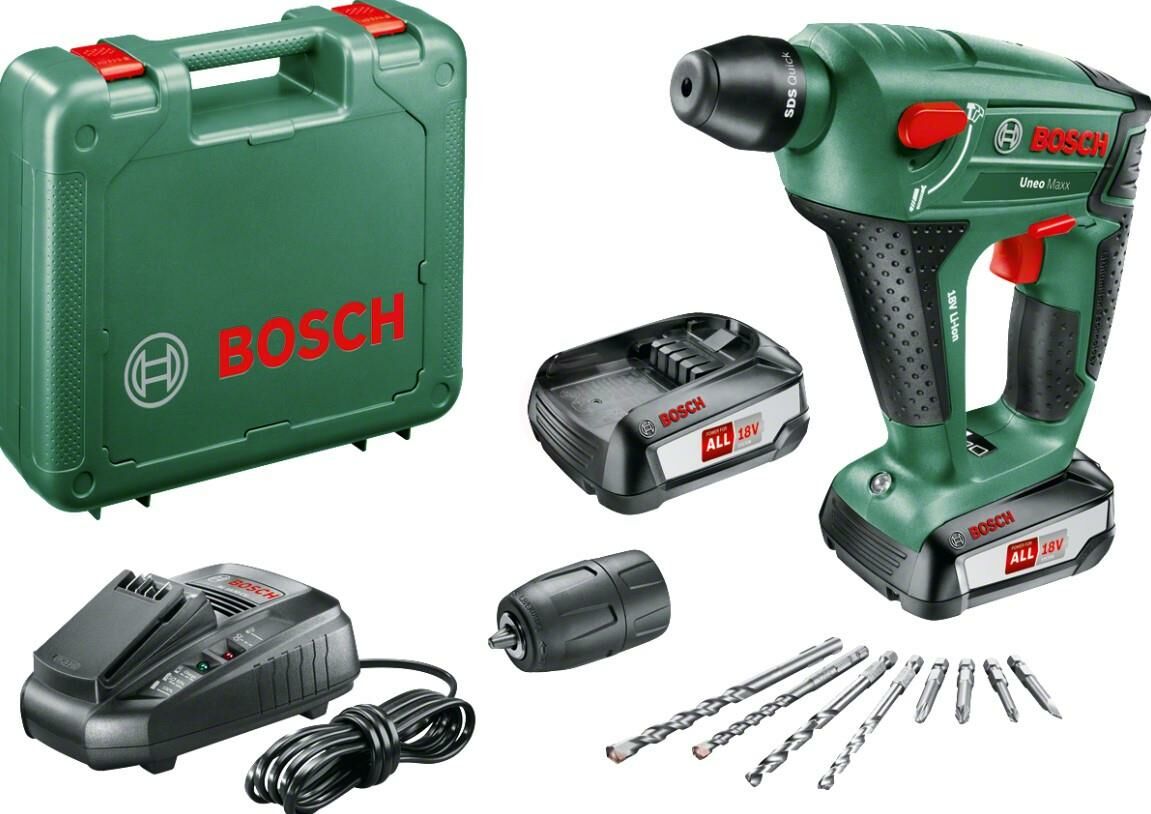 Bosch Uneo Maxx + Stan. Uç Çift Akü Darbeli Matkap