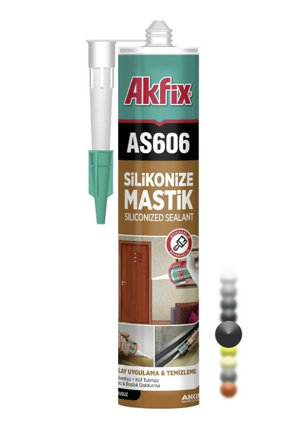 Akfix AS606 Silikon Akrilik Mastik 500gr Siyah