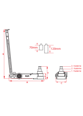 BAŞARAN  Kademeli 70-40-20 Ton Hidropnömatik Kriko