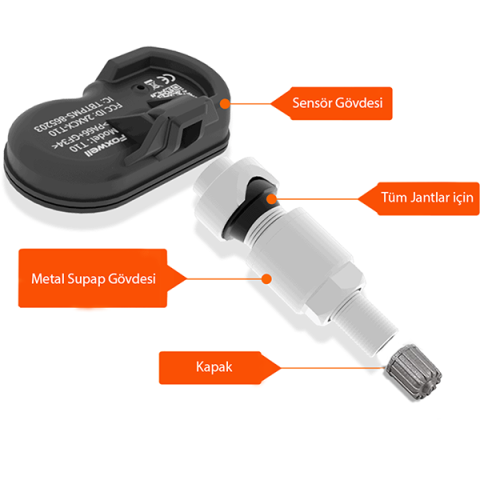 Foxwell T10 Universal Lastik Basınç TPMS Sensörü Metal Supap