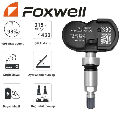 Foxwell T10 Universal Lastik Basınç TPMS Sensörü Metal Supap