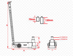 BAŞARAN 2 Kademeli 40-20 Ton Hidropnömatik Kriko