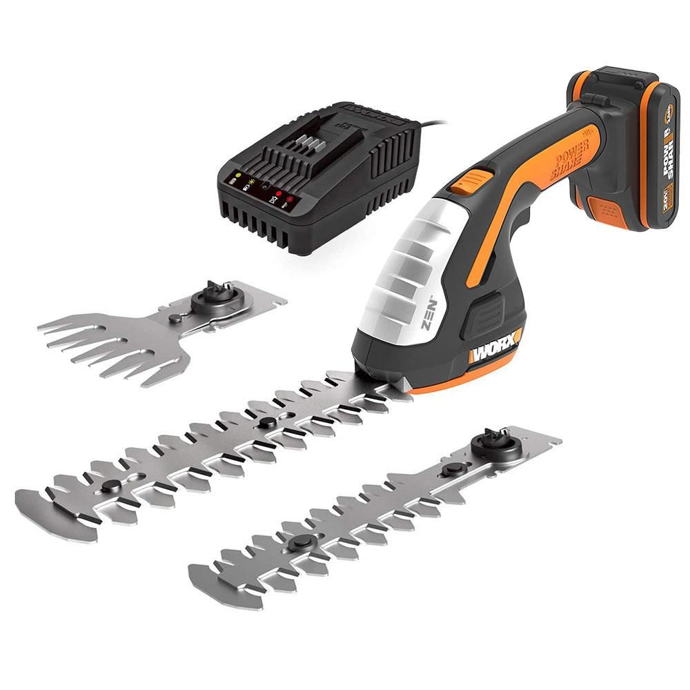 WORX WG801E 20Volt 2.0Ah. Li-ion Şarjlı Profesyonel Avuç İçi Çim Kesme, Çit Budama