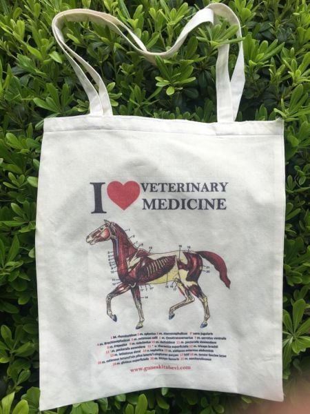 Krem - Love Veterinary At İskelet Bez Çanta