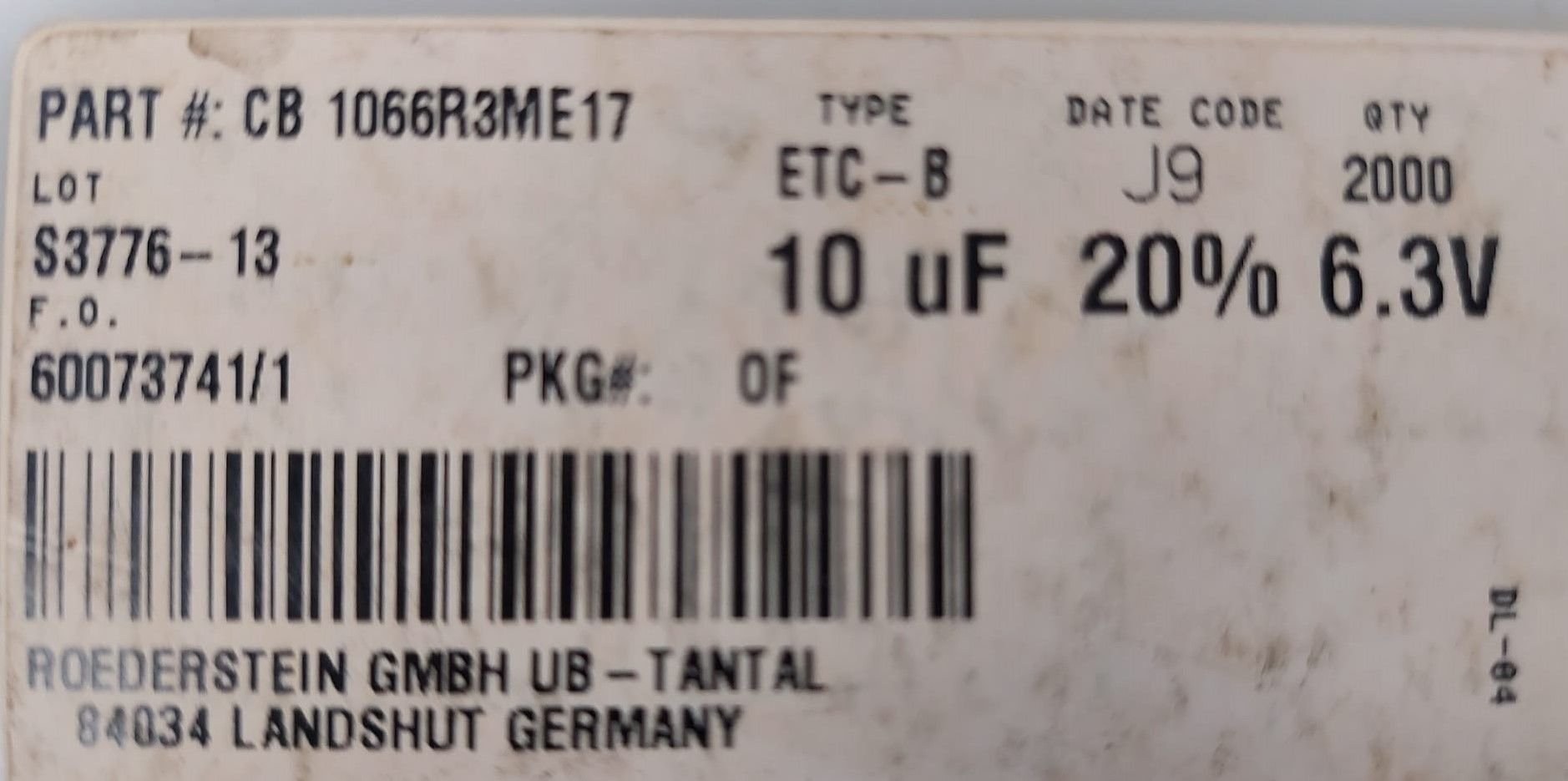 10UF 6,3V  B CASE SMD TANTAL
