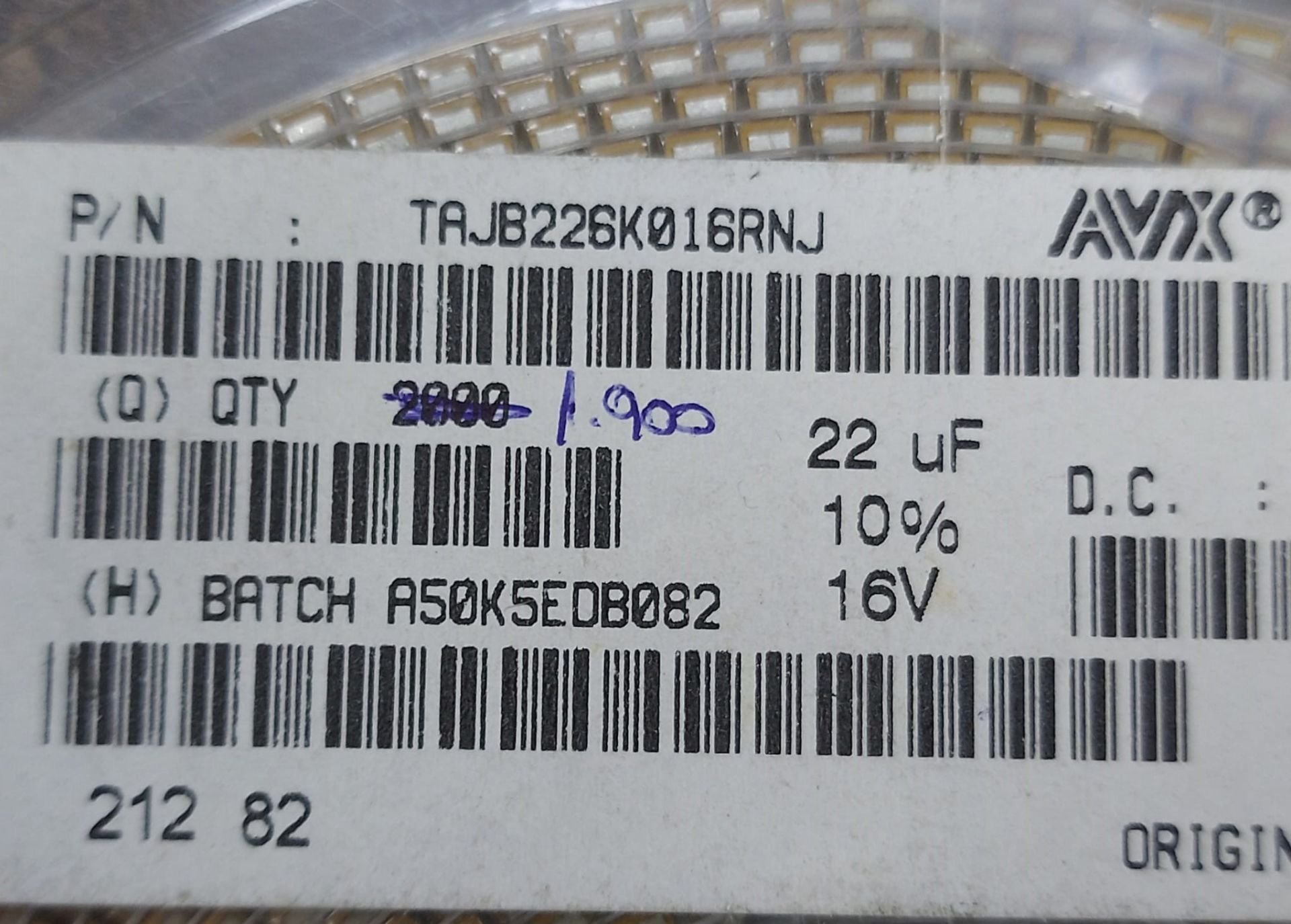 22UF 16V  B CASE  (TAJB226K016RNJ) SMD TANTAL