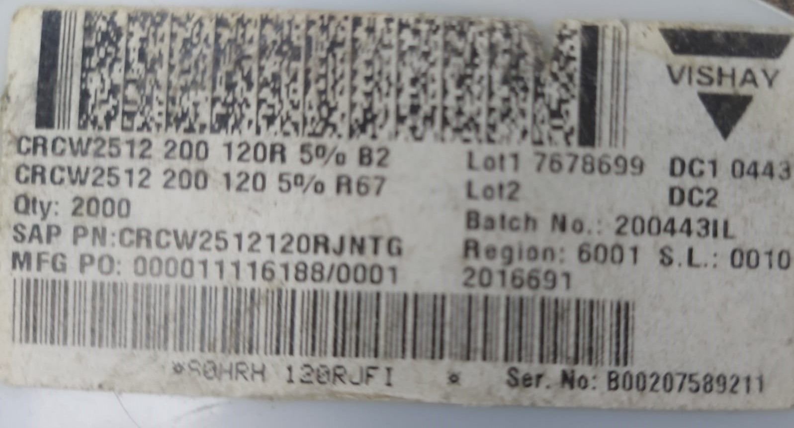 120R  %5  2512  1W SMD