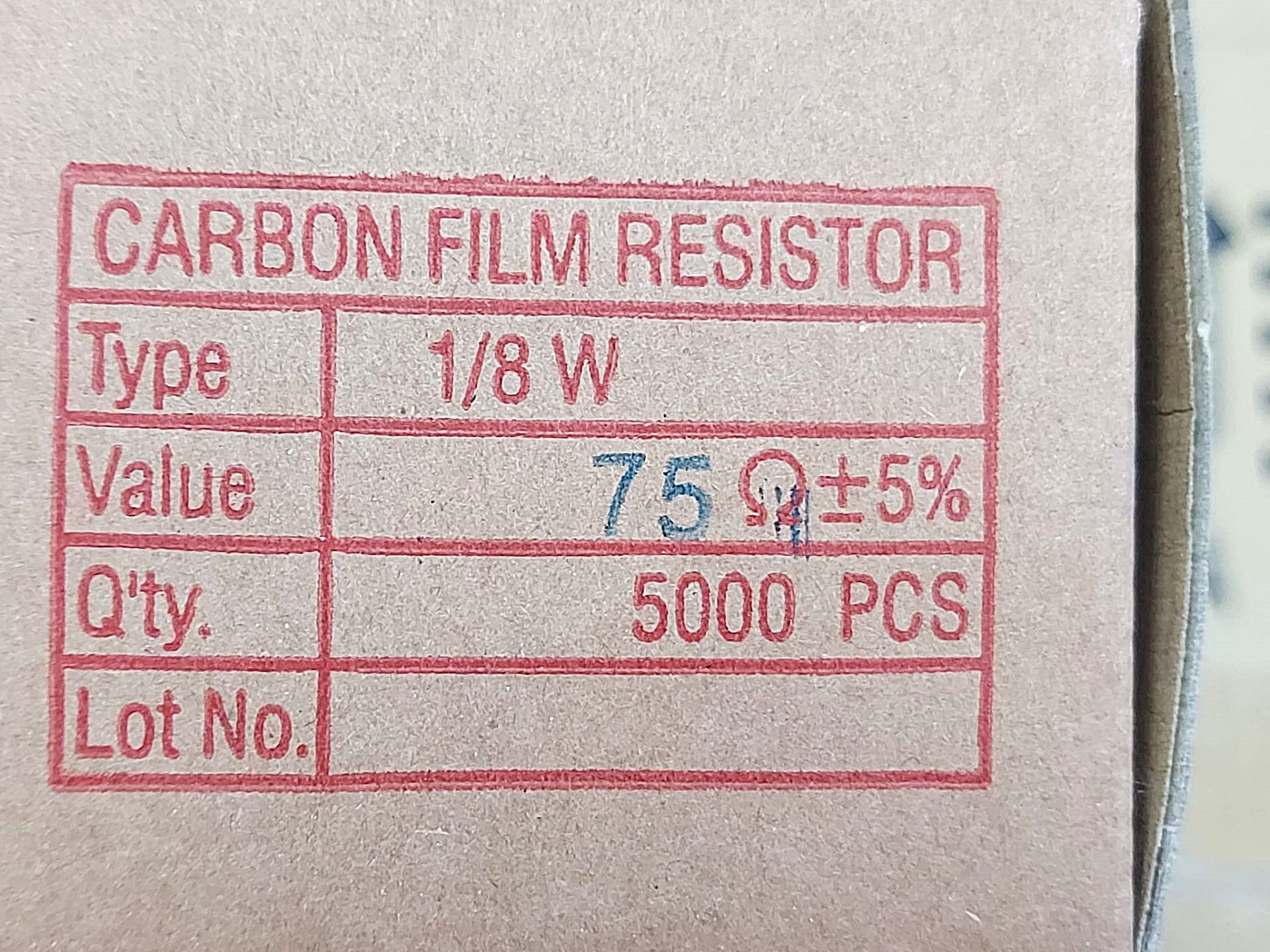 75R   1/8W %5 KARBON FİLM DİRENÇ