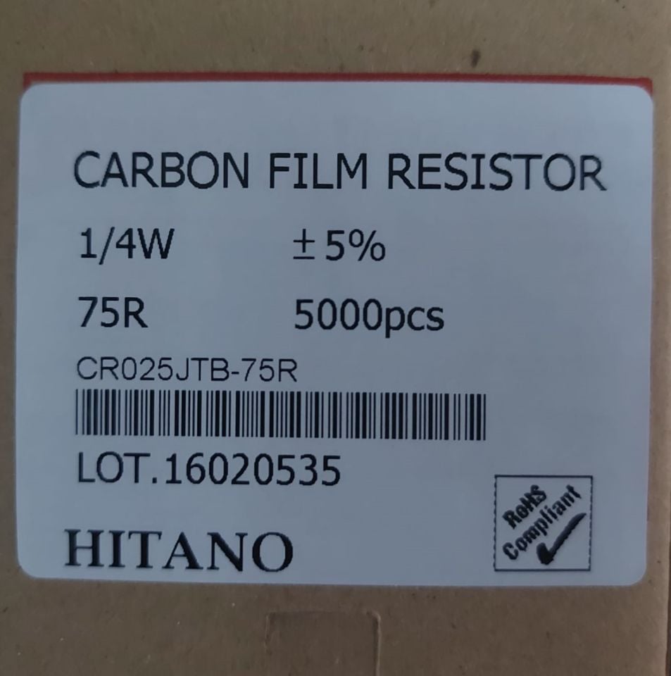 75R 1/4W %5 KARBON FİLM DİRENÇ