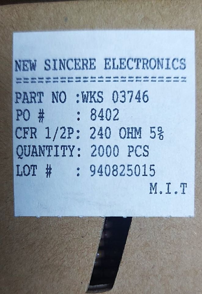 240R 1/2W %5 KARBON FİLM DİRENÇ