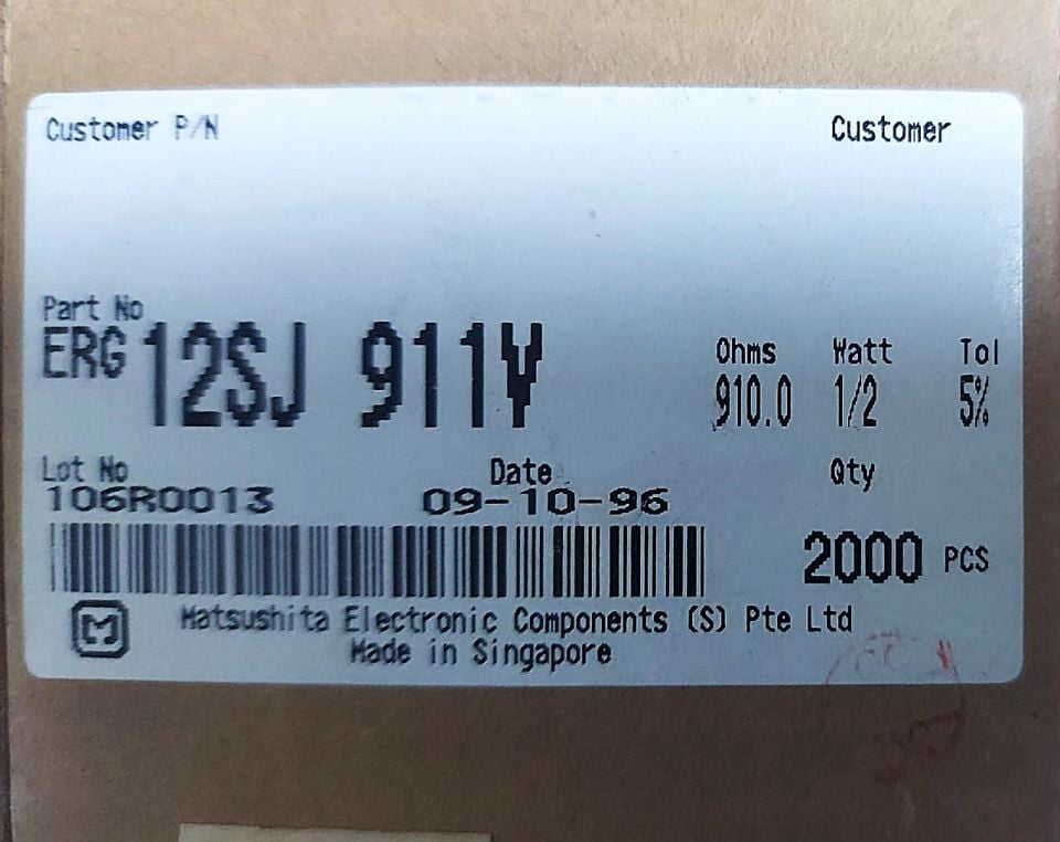 910R 1/2W %5 KARBON FİLM DİRENÇ