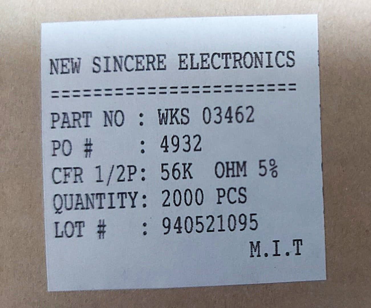 56K 1/2W %5 KARBON FİLM DİRENÇ