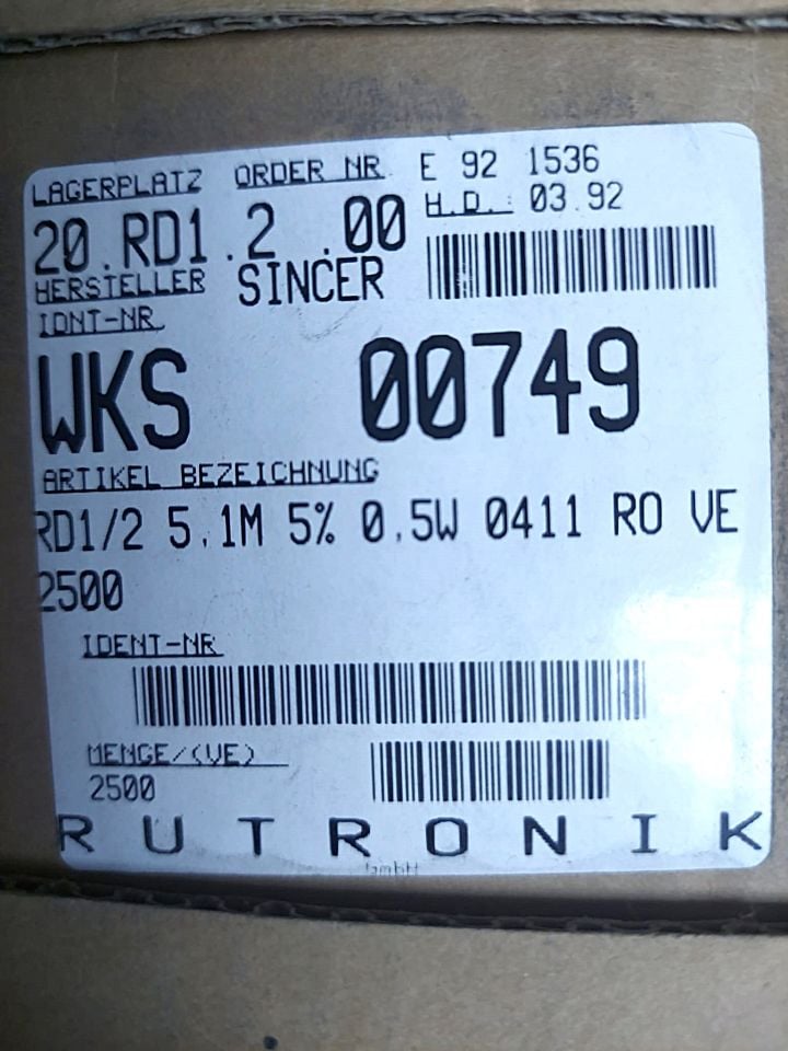 5.1MR 1/2W %5 KARBON FİLM DİRENÇ