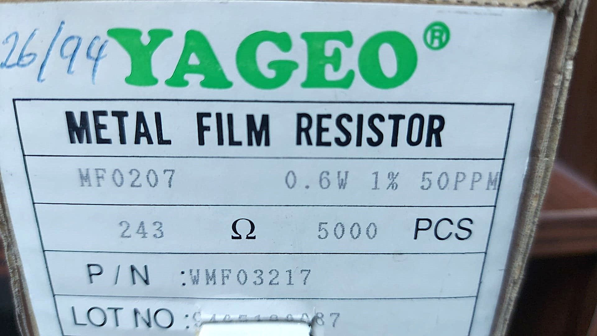 243R 1/4W %1 METAL FİLM DİRENÇ