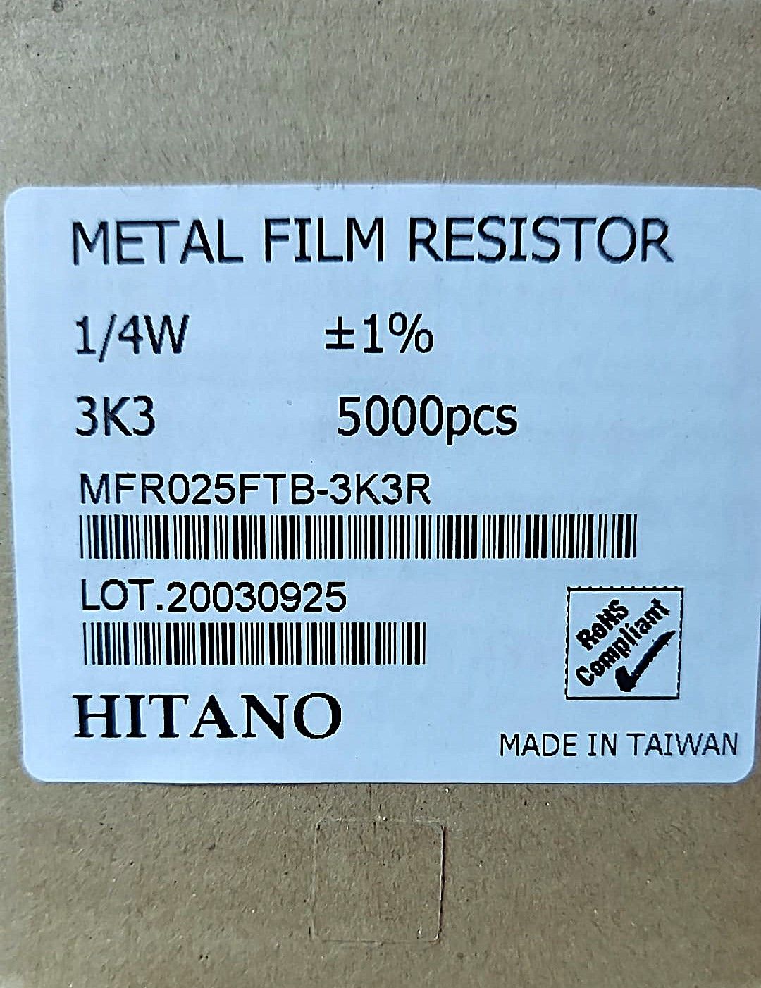 3K3 1/4W %1 METAL FİLM DİRENÇ