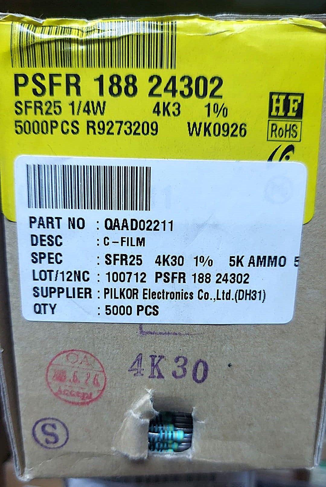 4K30 1/4W %1 METAL FİLM DİRENÇ