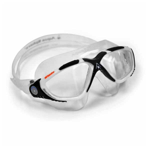 Aqua Sphere Vista Şeffaf Cam -  Beyaz/Siyah/Gri Çerçeve - Şeffaf Etek Yüzücü Gözlüğü