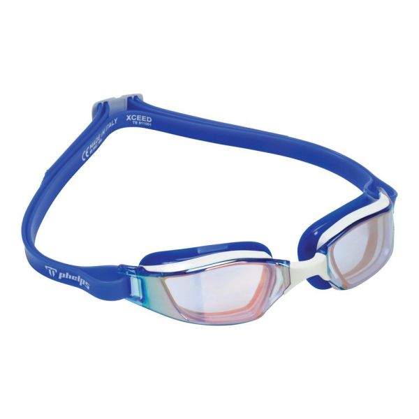 Phelps Xceed Titanyum Aynalı Lens Mavi Beyaz Yüzücü Gözlüğü