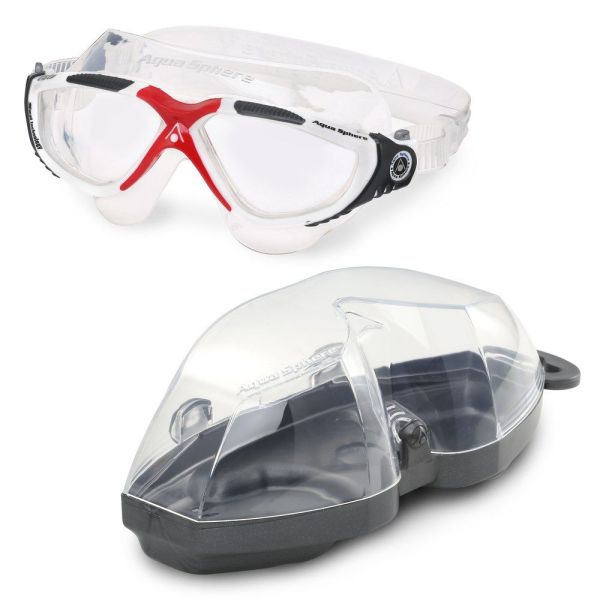 Aqua Sphere Vista Şeffaf Lens Kırmızı Gri Yüzücü Gözlüğü