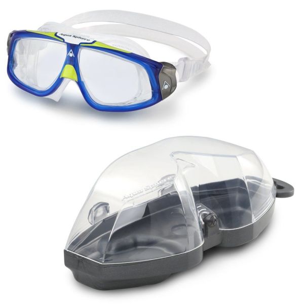 Aqua Sphere Seal 2.0 Şeffaf Cam - Mavi/Sarı Yüzücü Gözlüğü