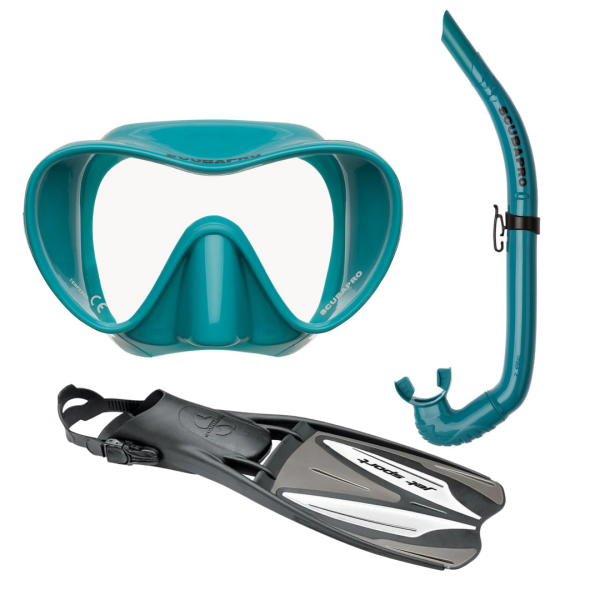 Scubapro Trinidad 3 Maske + Apnea Şnorkel + Jet Sport Palet SİYAH - L