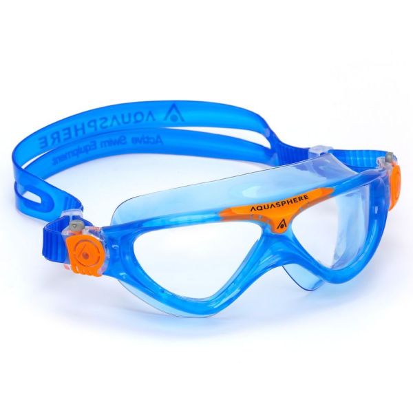 Aquasphere Vista Junior Şeffaf Cam - Mavi/Turuncu Yüzücü