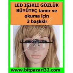 LED IŞIKLI GÖZLÜK büyüteç GÖZLÜK tamir ve okuma için 3 parça yeni bit pazarı bitpazarı