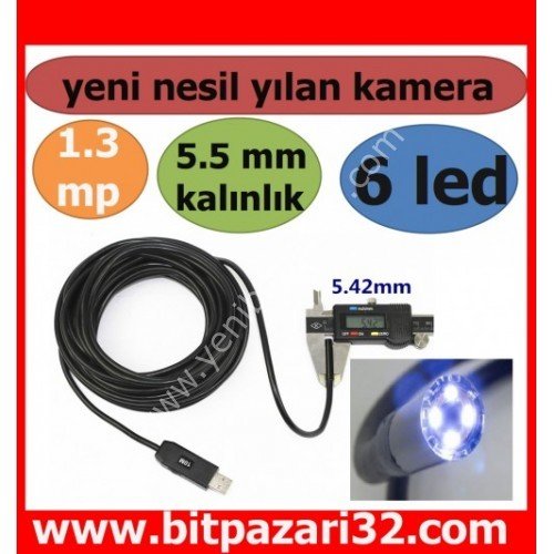 yeni nesil yılan kamera Endoskop Borescope 5metre 5.5mm 1.3mp 6 ledli yeni bit pazarı bitpazarı