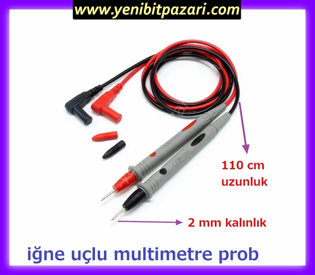 2 mm 1000v 10a amper multimetre prob test ölçü aleti için iğne uçlu ince probu kablo SMD hertürlü ölçüm aleti için volt metre kırmızı siyah kablo set artı eksi 110cm x  2mm