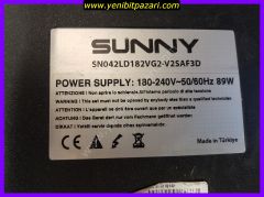 arızalı SUNNY SN042LD182VG2-V2SAF3D 42 inç LED TV internet özellikli uydulu ( ekran ve çerçeve kırık ) kumanda ayak yok anakart sağlam