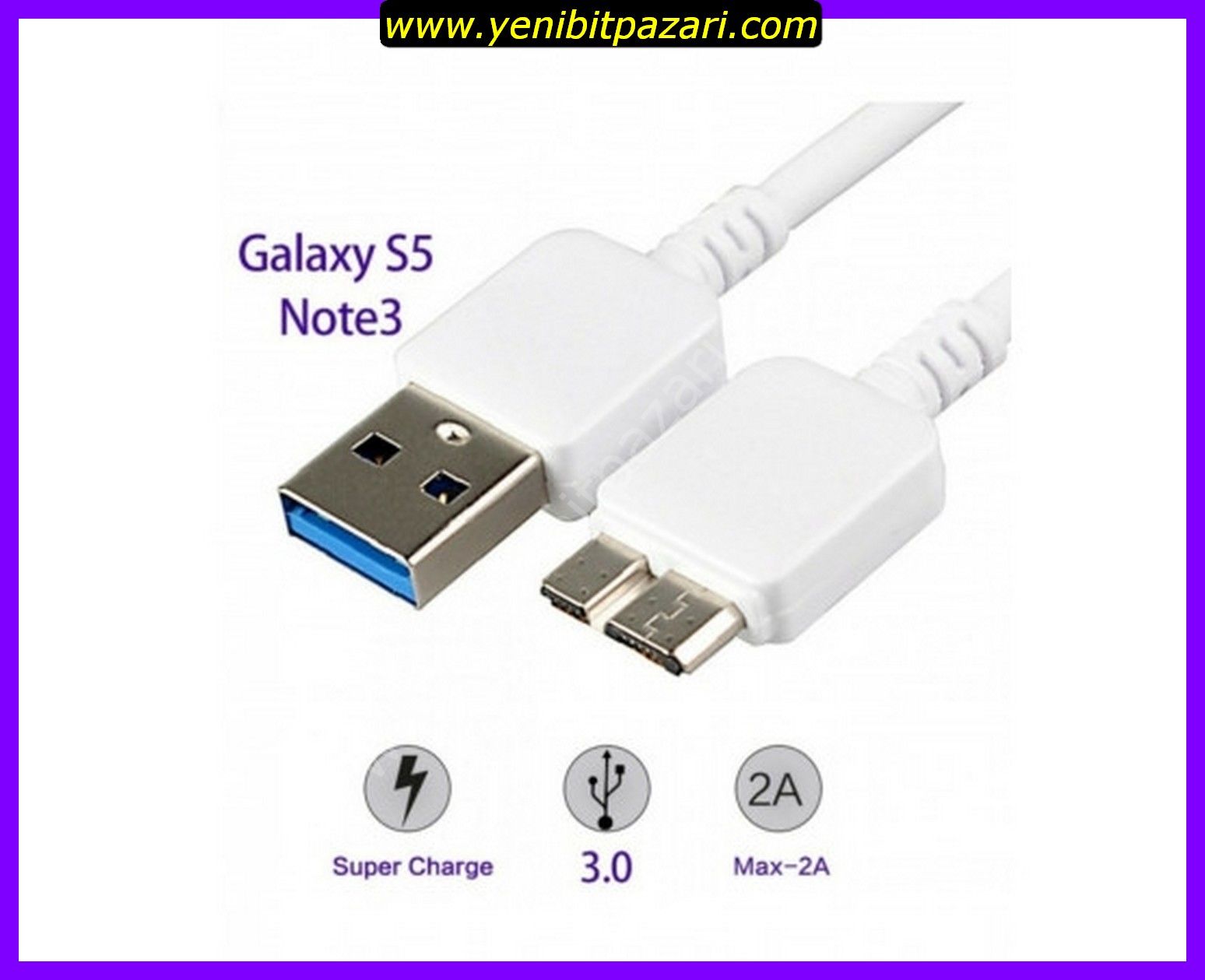 Samsung Note 3 Galaxy S5 Şarj şarz  ve Data Kablosu kablo 50cm