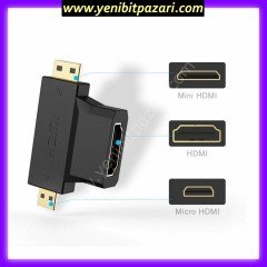 Hdmi dişi to Mini Hdmi erkek ve Micro Hdmi erkek Çevirici dönüştürücü 3 lü